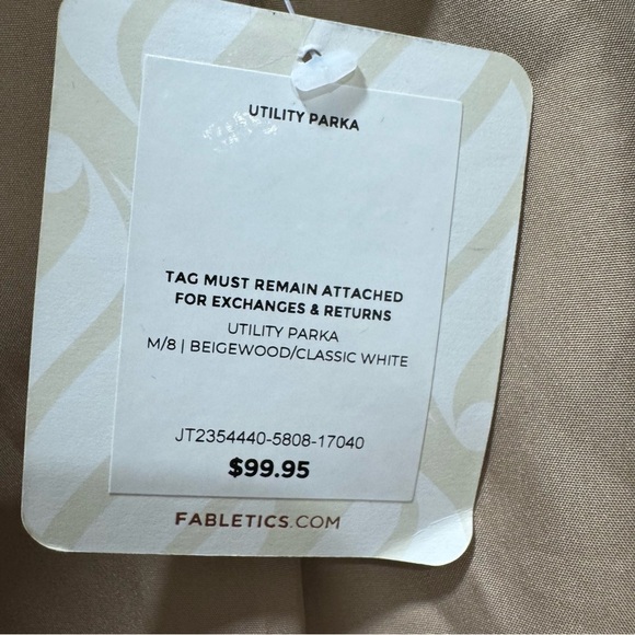 NWT Fabletics Utility Parka Women's Medium Beigewood Tan Cinch Waist Athleisure - Picture 7 of 15